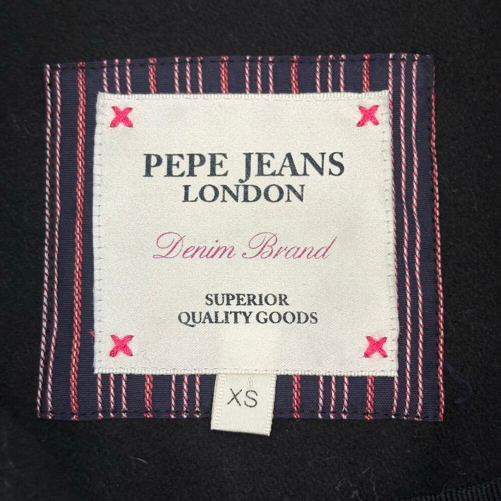 Pepe Jeans London Double Breasted Black Wool Blend Military Pea Coat Jacket XS - Picture 12 of 16